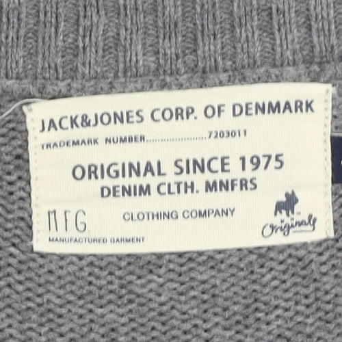 Jack & Jones Grey Cotton Pullover Jumper Men’s L