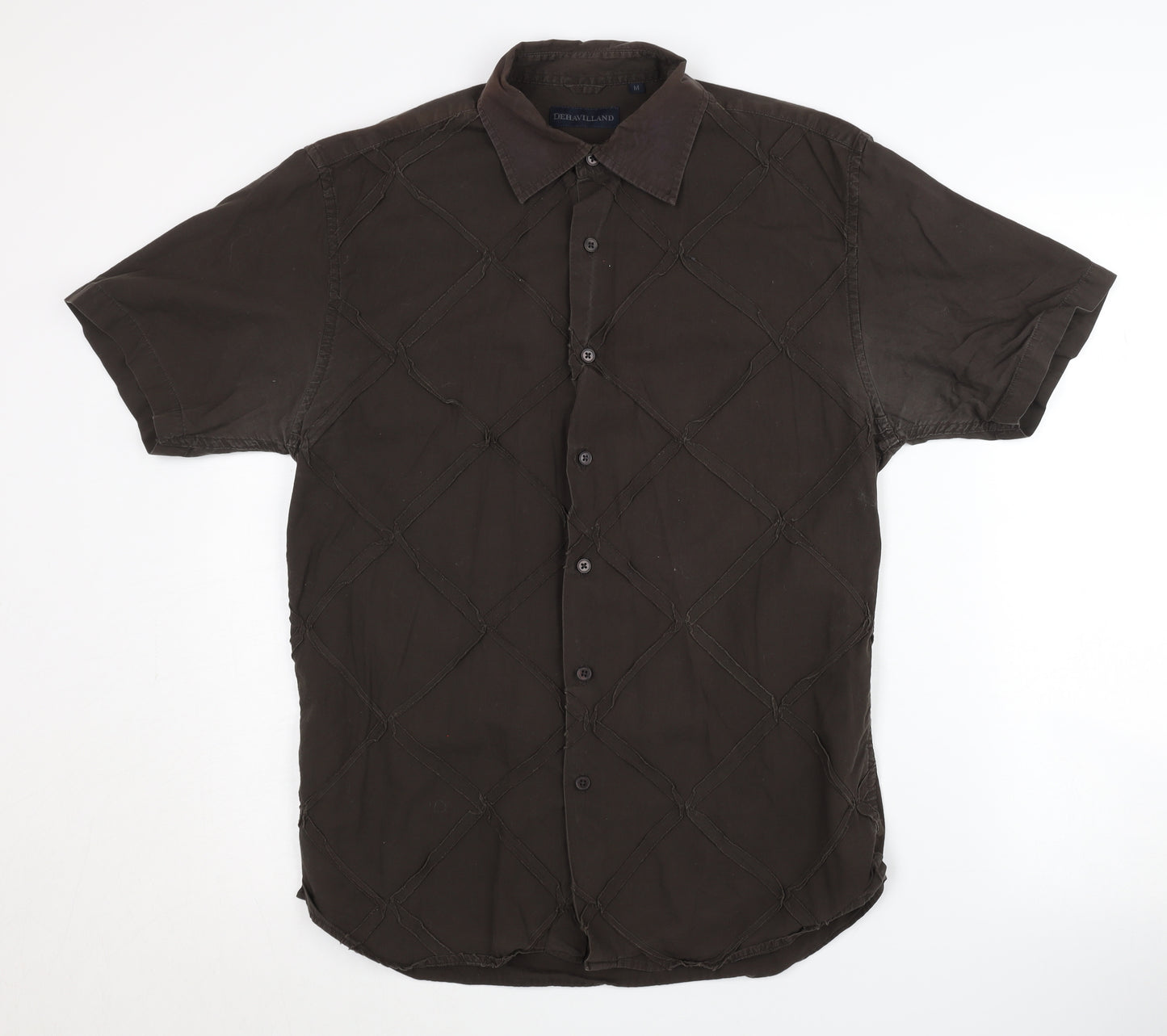 Dehavilland Men's Brown Classic Fit Shirt M