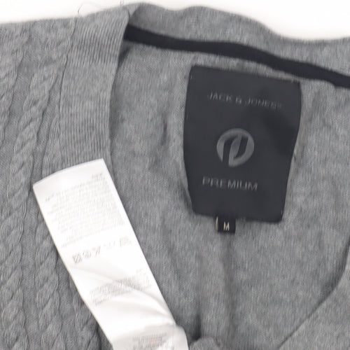 Jack & Jones Men's Grey V-Neck Pullover Jumper - Size M