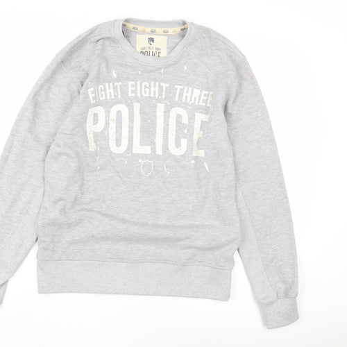 Police Men's Grey 3XL Graphic Print Sweatshirt
