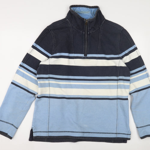 Fat Face Men's Blue Striped 1/4 Zip Sweatshirt M