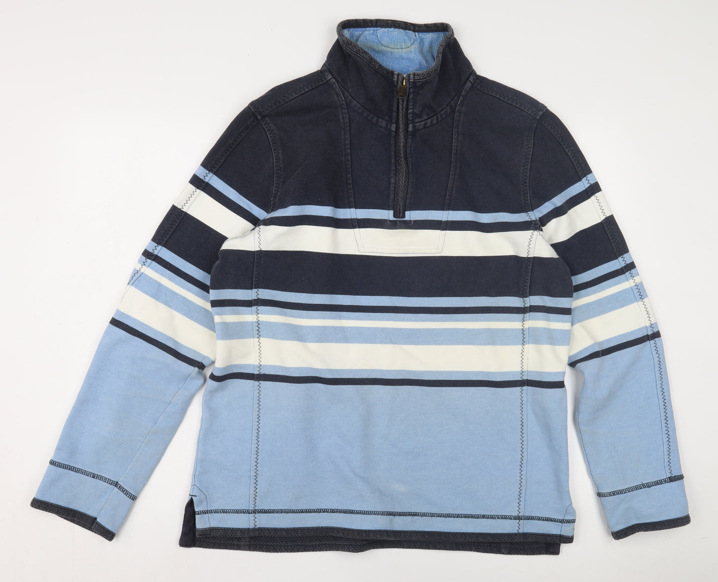 Fat Face Men's Blue Striped 1/4 Zip Sweatshirt M