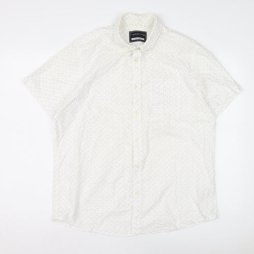 Redherring Men's Large White Cotton Shirt, Short Sleeve