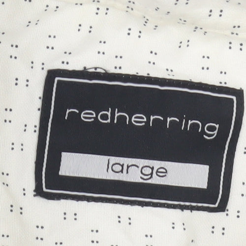 Redherring Men's Large White Cotton Shirt, Short Sleeve