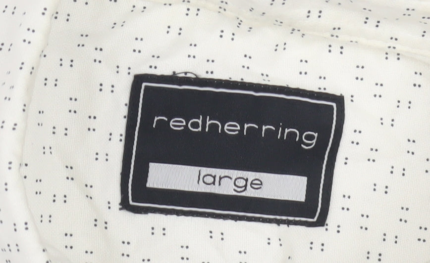 Redherring Men's Large White Cotton Shirt, Short Sleeve