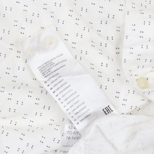 Redherring Men's Large White Cotton Shirt, Short Sleeve