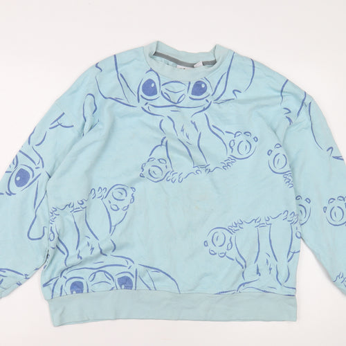 Disney Women's Blue Stitch Sweatshirt, M, Casual