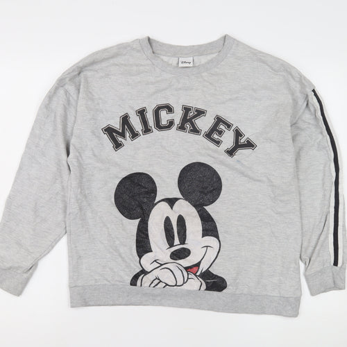 Disney Unisex Grey Mickey Long Sleeve T-Shirt Size 14