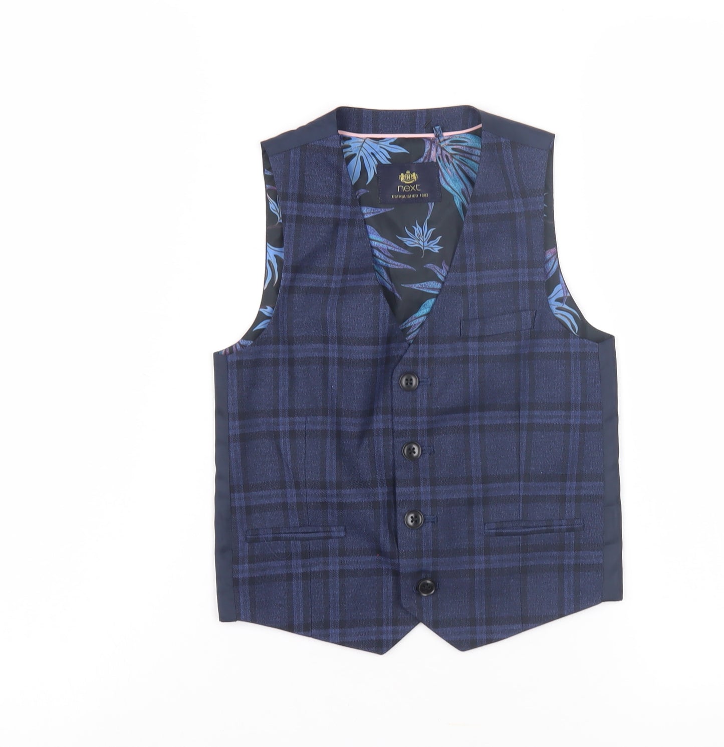 Next Boys Blue Plaid Waistcoat 6 Years Formal Wedding