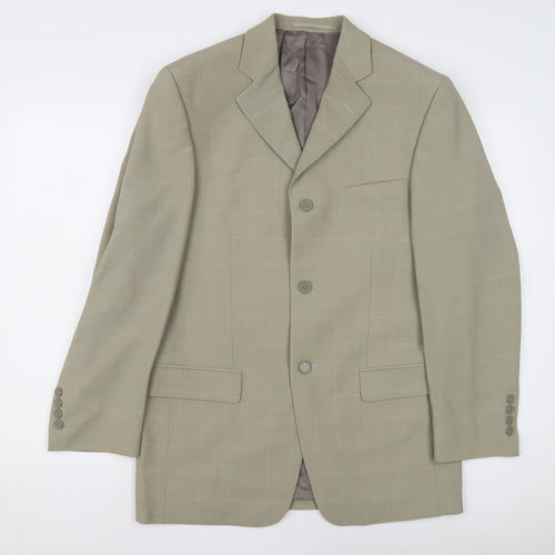 Hugo James Men's Beige Check Blazer, Size 38, Regular Fit