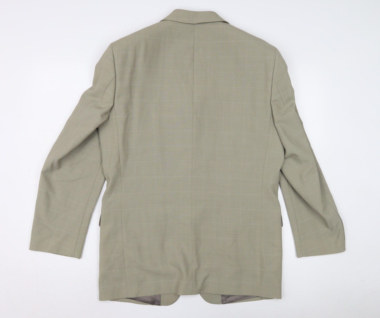 Hugo James Men's Beige Check Blazer, Size 38, Regular Fit