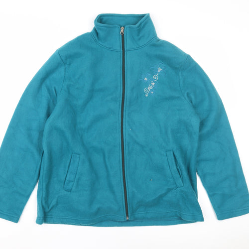 Anne De Lancay Women's Blue Fleece Jacket - Mid-Length, Size M, Casual Wear