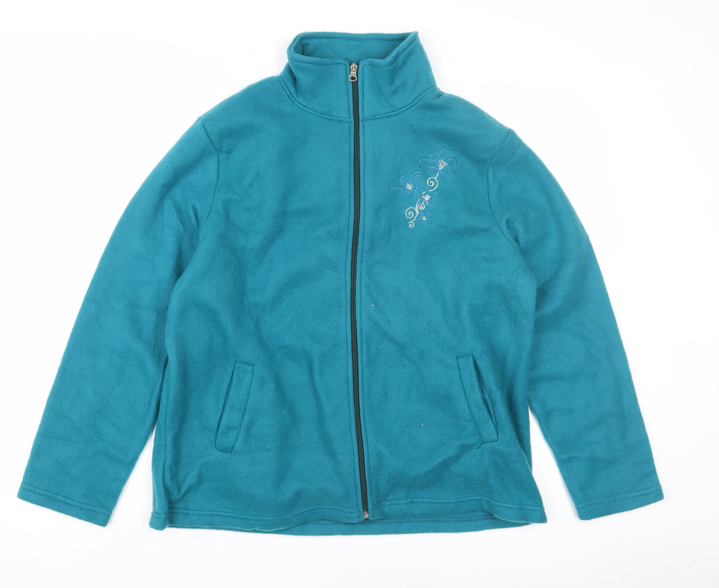Anne De Lancay Women's Blue Fleece Jacket - Mid-Length, Size M, Casual Wear