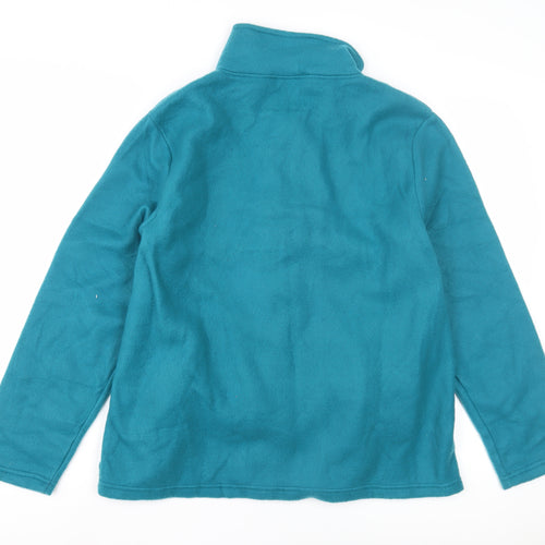 Anne De Lancay Women's Blue Fleece Jacket - Mid-Length, Size M, Casual Wear