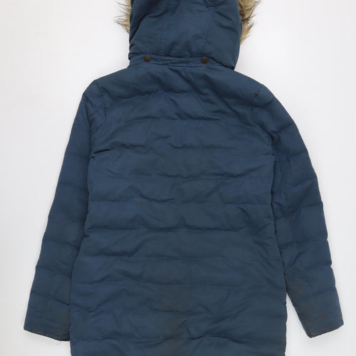 FatFace Women's Blue Hooded Puffer Coat Size 10