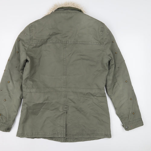 Pull & Bear Women's Green Military Jacket - L