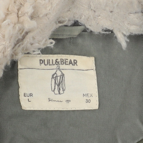 Pull & Bear Women's Green Military Jacket - L