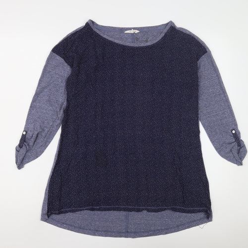 White Stuff Women's Blue Jersey T-Shirt, Size L, 3/4 Sleeve