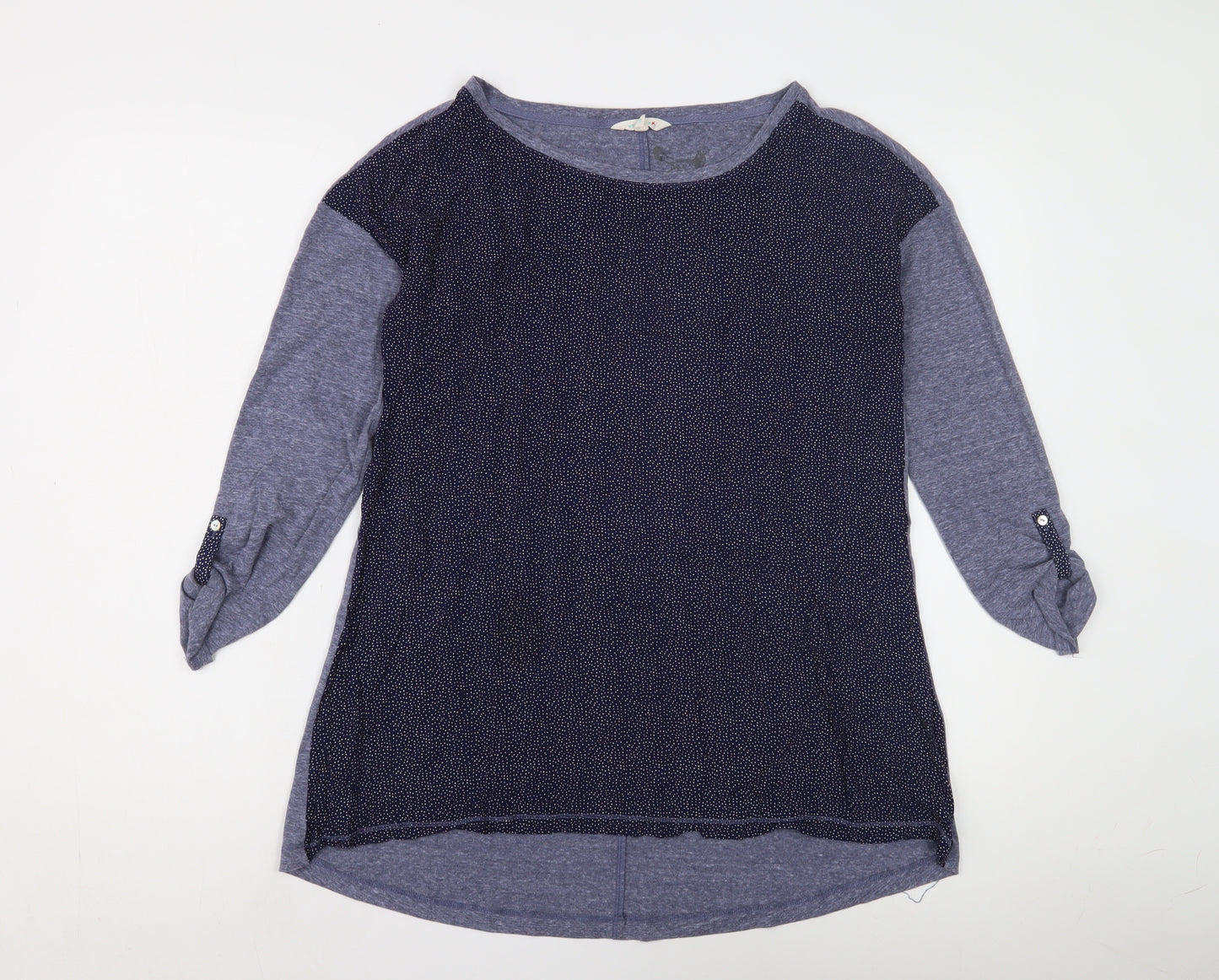 White Stuff Women's Blue Jersey T-Shirt, Size L, 3/4 Sleeve