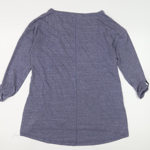 White Stuff Women's Blue Jersey T-Shirt, Size L, 3/4 Sleeve