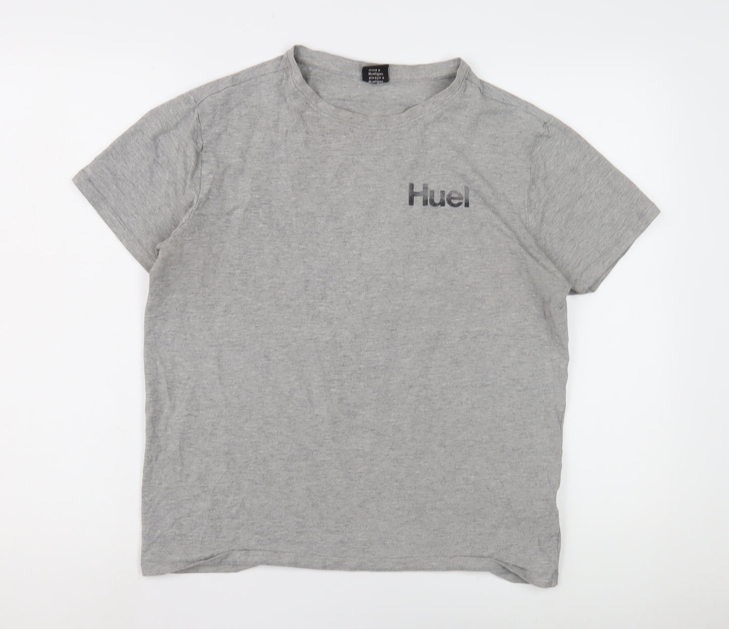 Huel Men’s Grey L T-Shirt, Grey, Logo Accent