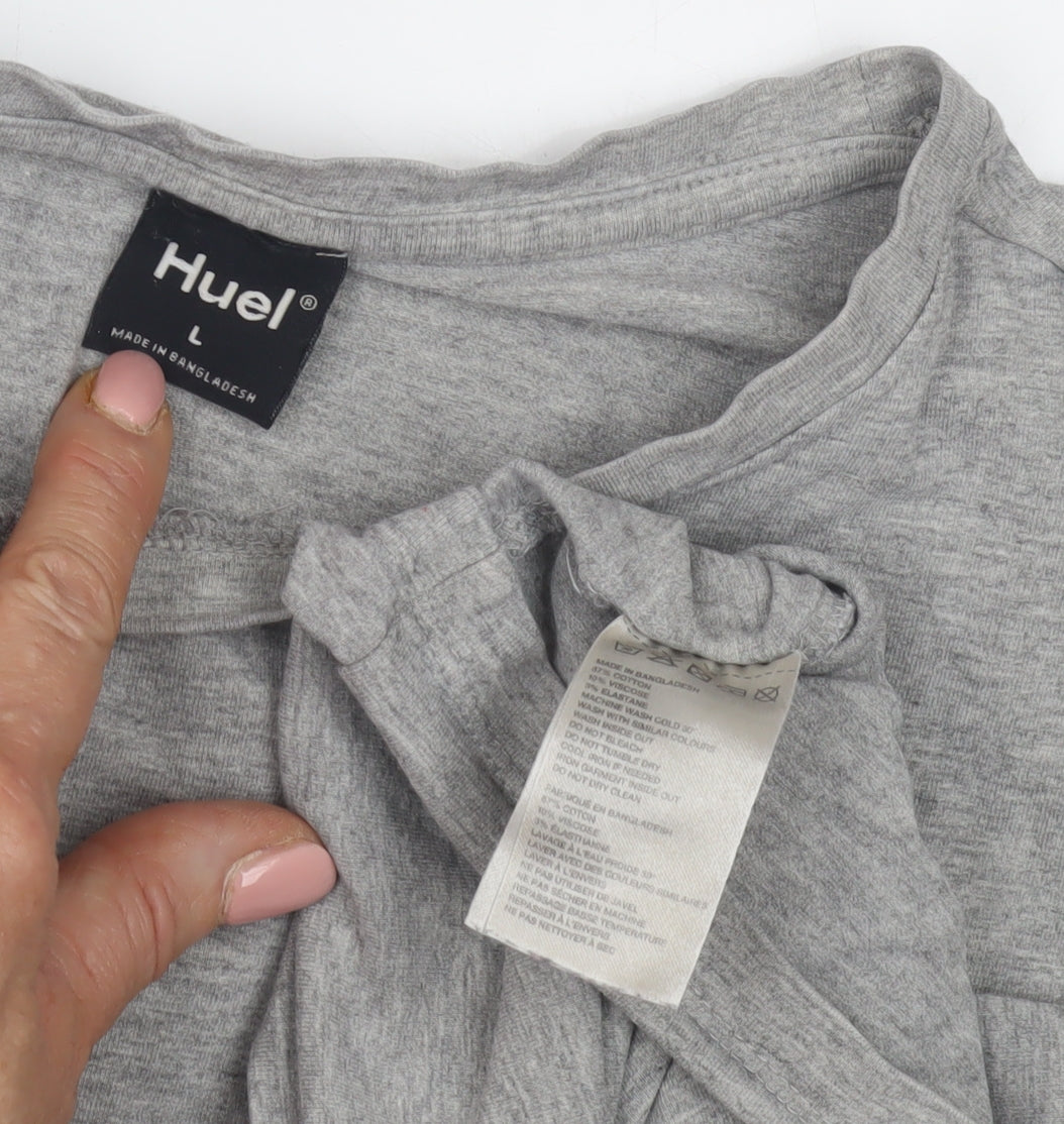 Huel Men’s Grey L T-Shirt, Grey, Logo Accent