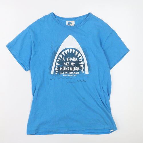 Coastal Classics Boys Blue Graphic T-Shirt Size L, Casual Summer
