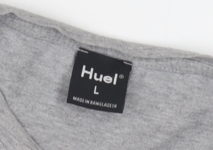 Huel Men's Grey Crew Neck T-Shirt, Size L