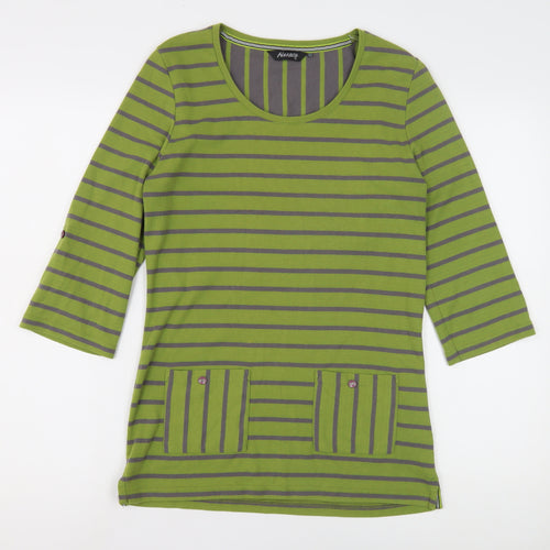 Alexara Women's Green Striped Jersey Top, Size 12