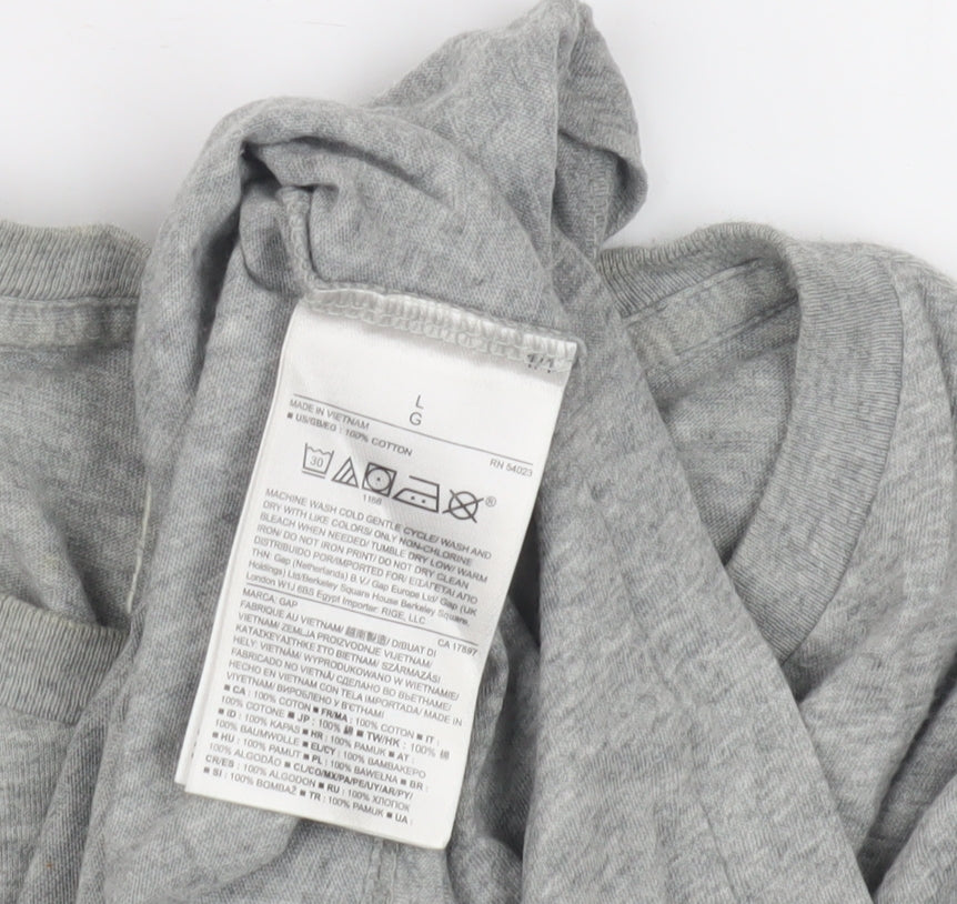 GAP Men's Grey Long Sleeve Cotton T-Shirt L