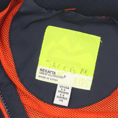 Regatta Boys Blue Bomber Jacket 5-6 Years Zip Casual