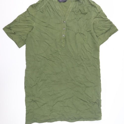 Marks and Spencer Green Henley Shirt Dress Women Size 14