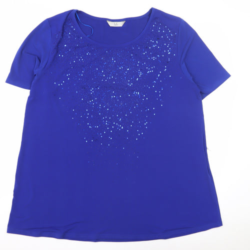 Isle Women's Blue Sequin T-Shirt - Size L