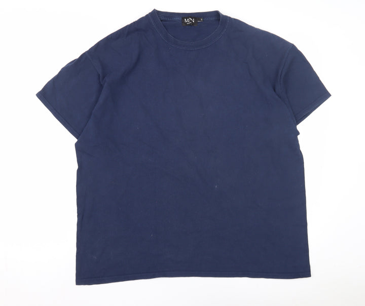 boohooMAN Men's Blue Graphic Print T-Shirt L
