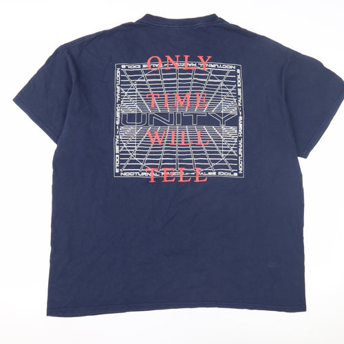 boohooMAN Men's Blue Graphic Print T-Shirt L