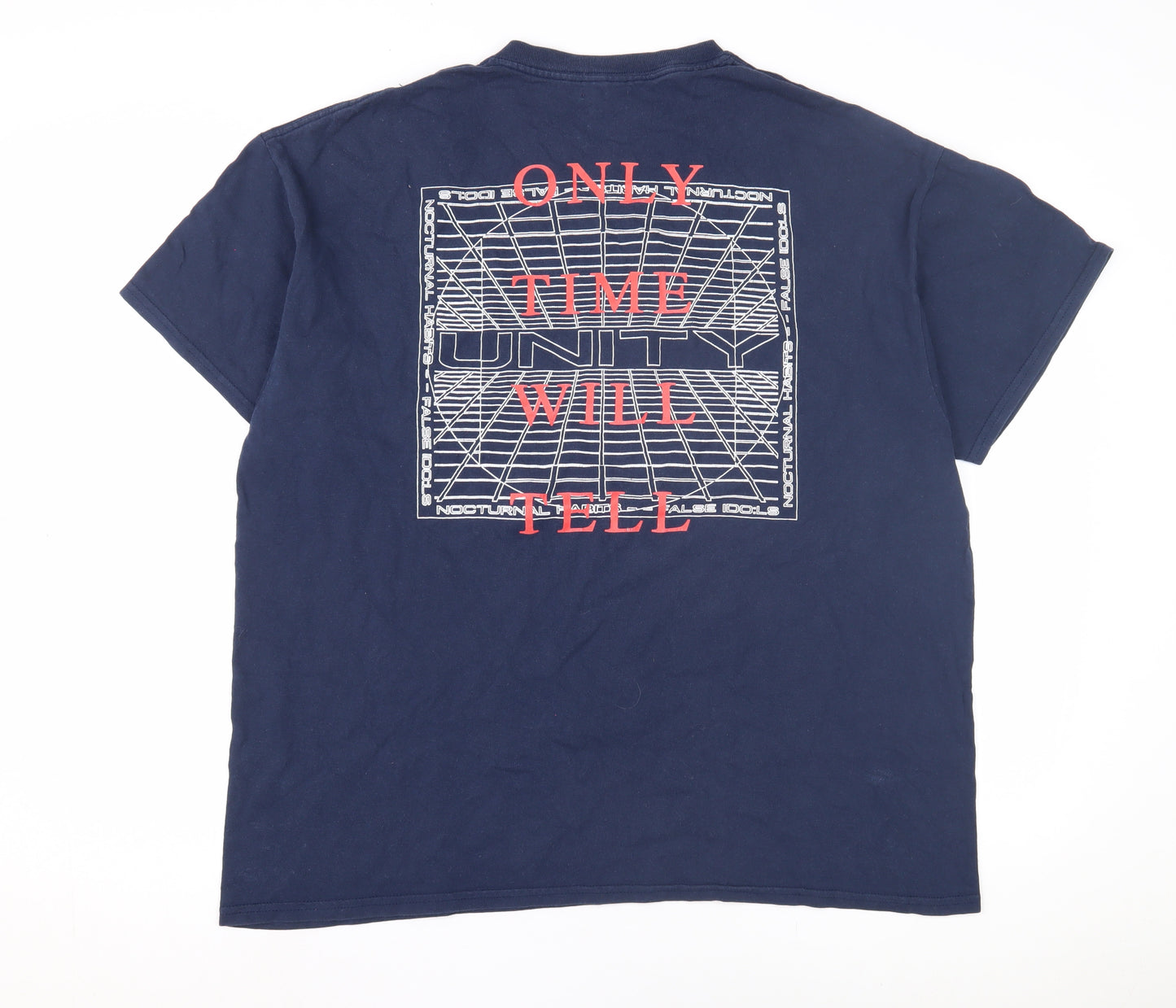 boohooMAN Men's Blue Graphic Print T-Shirt L