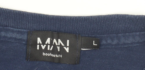 boohooMAN Men's Blue Graphic Print T-Shirt L