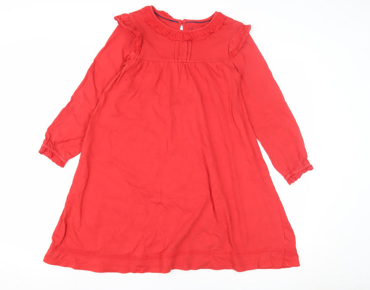 Mini Boden Girls Red Long Sleeve Dress, Size 9-10 Years