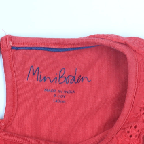 Mini Boden Girls Red Long Sleeve Dress, Size 9-10 Years