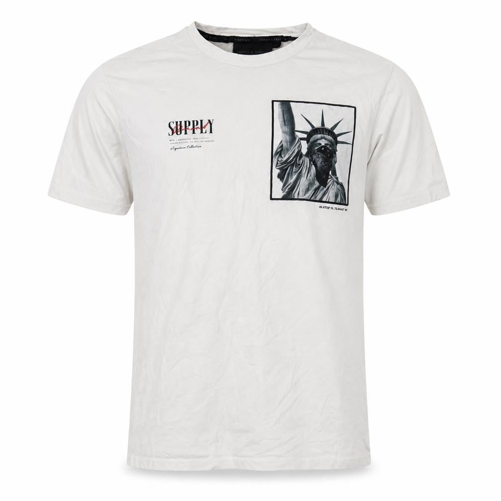 Front view of Supply & Demand Men’s White Liberty Graphic Tee M