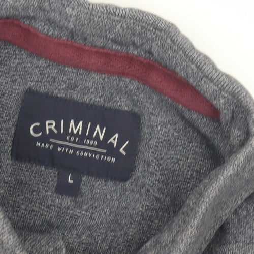 Criminal Men's Grey Polo Shirt, Size L, Casual Style