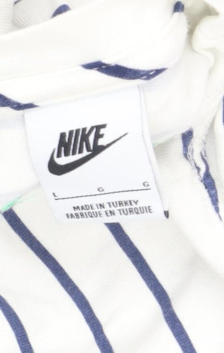 Nike Men's Striped T-Shirt Large White