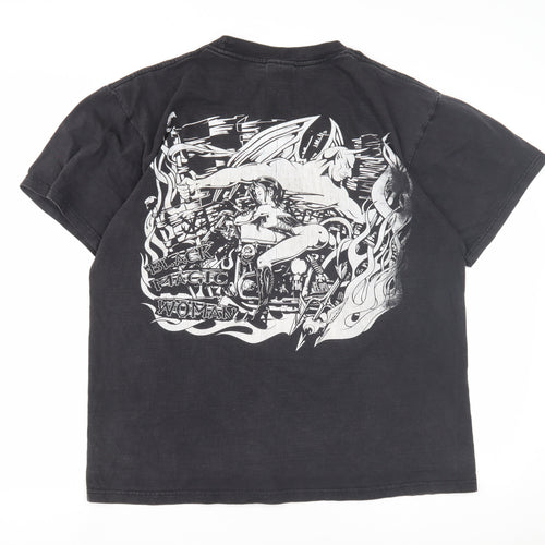 MR. BIG Men's Black Biker T-Shirt, Large Rock Graphic