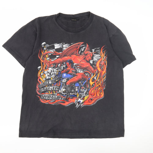 MR. BIG Men's Black Biker T-Shirt, Large Rock Graphic