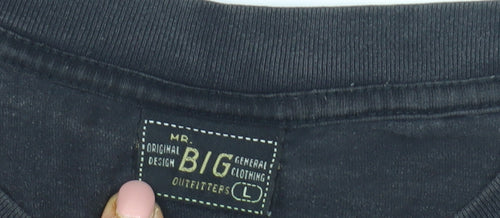 MR. BIG Men's Black Biker T-Shirt, Large Rock Graphic