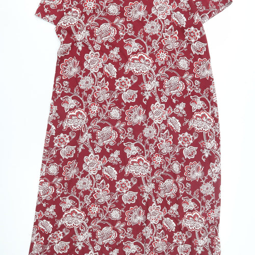 Lands' End Women's Red Floral Shift Dress 12, Casual, Summer