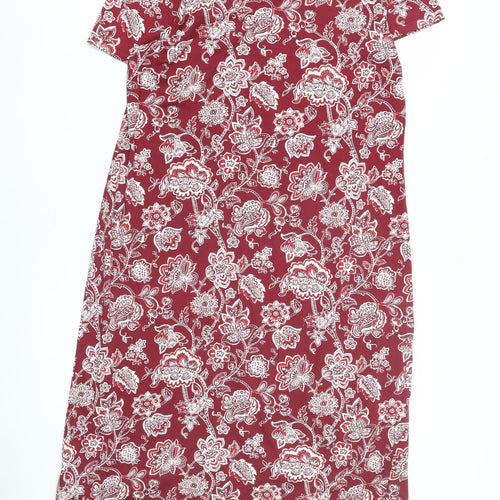 Lands' End Women's Red Floral Shift Dress 12, Casual, Summer