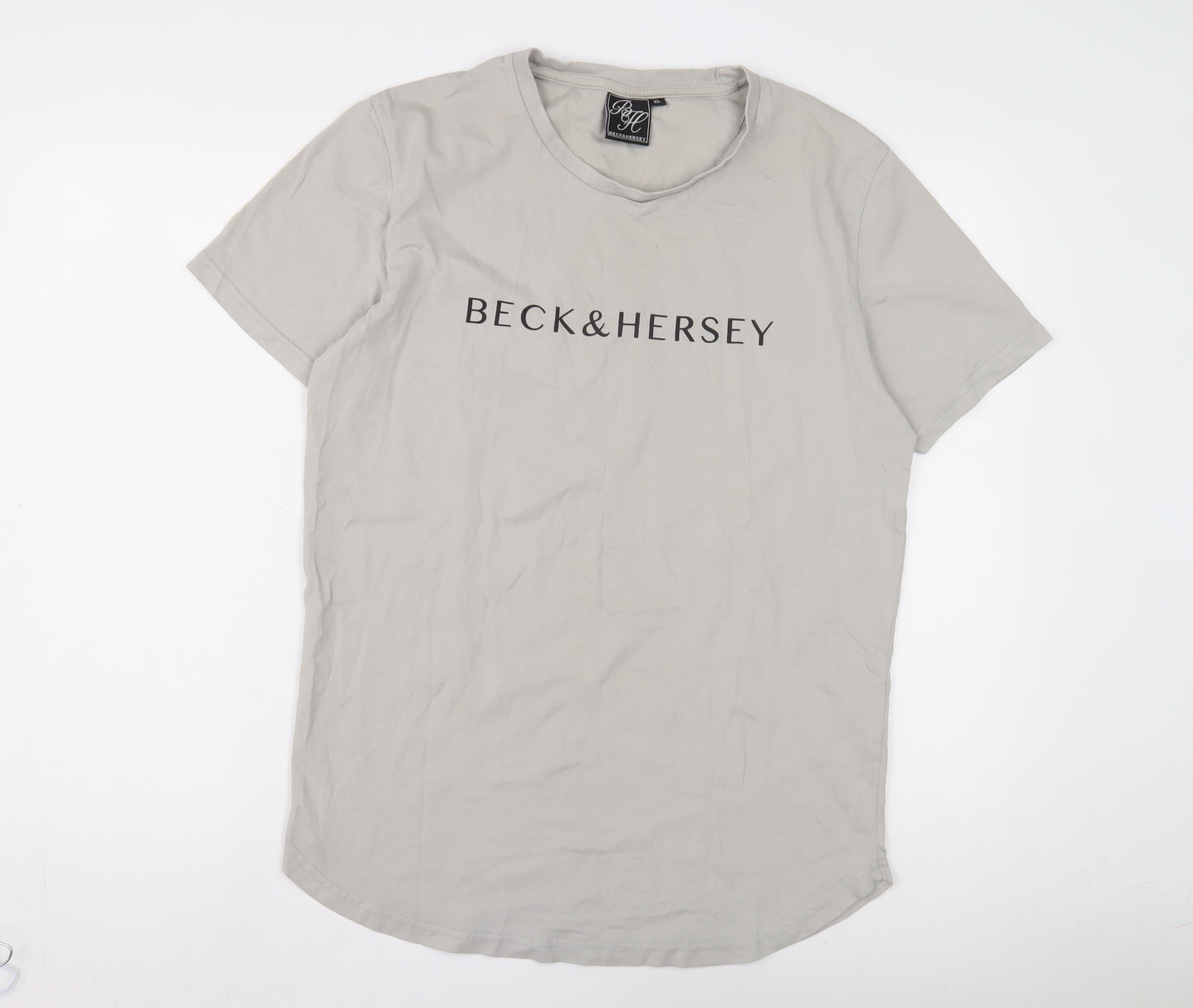 Beck & Hersey Men's Grey Cotton T-Shirt XL Short Sleeve