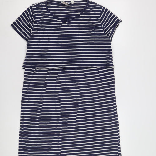 Blue Striped T-Shirt Dress, Women's Medium, Casual