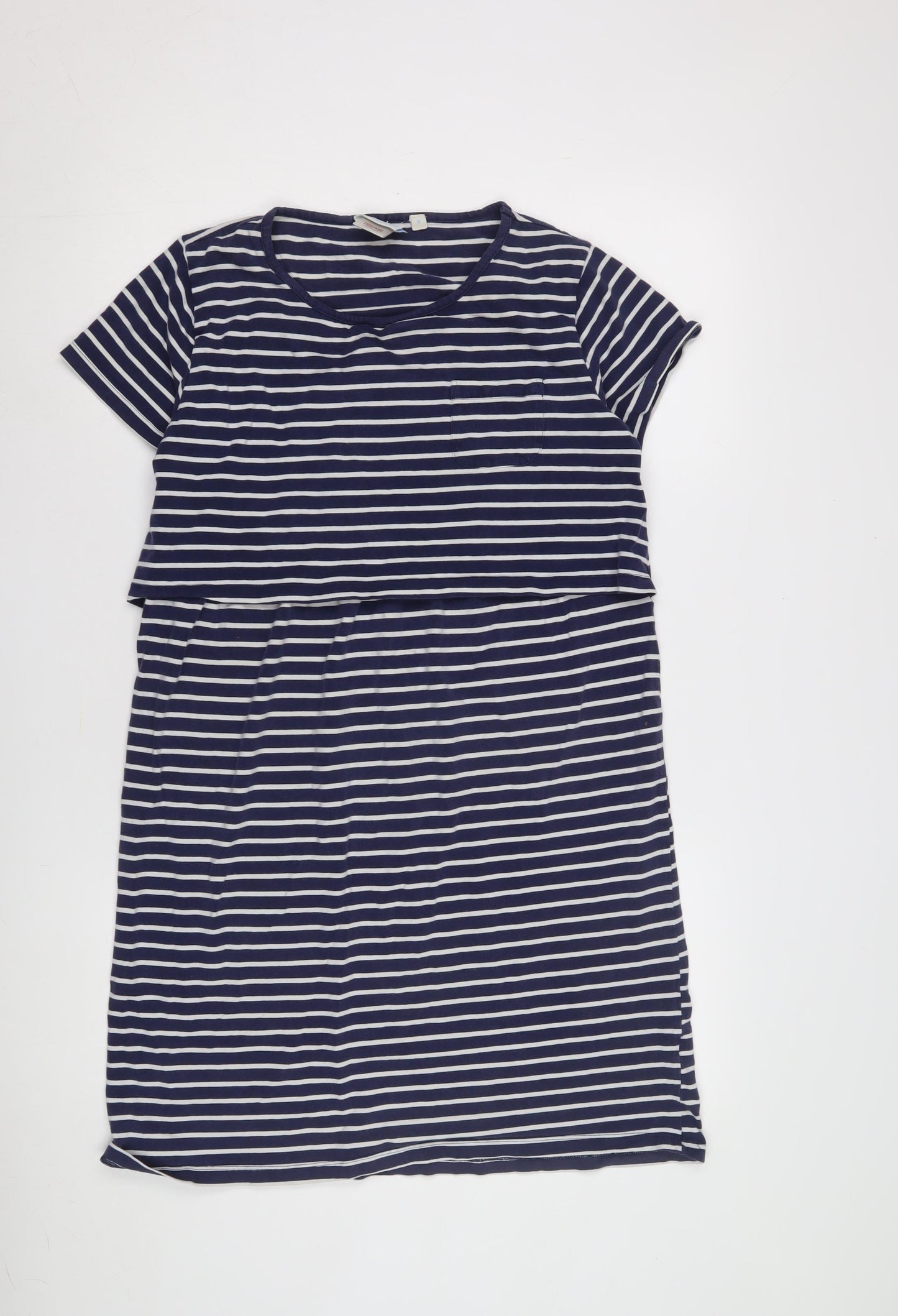 Blue Striped T-Shirt Dress, Women's Medium, Casual